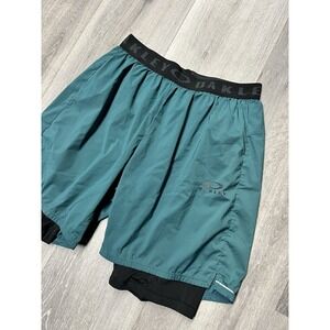 Retro Y2K Oakley Performance Fit Green Layered Compression Shorts Size Medium